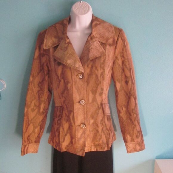 Creenstone Jacket Womens 40 Size 10/12 US Animal Print Lightweight Short Trench - Picture 8 of 15